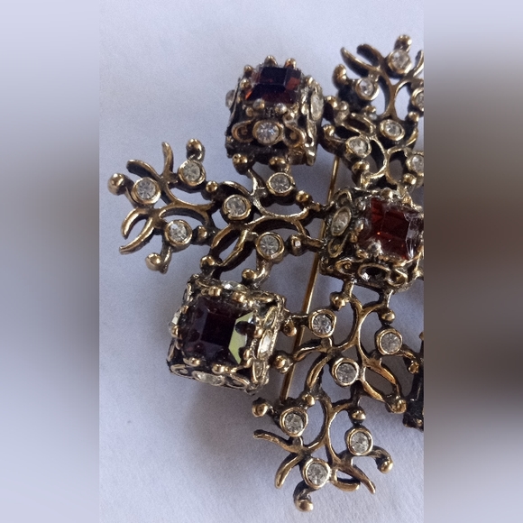 Vogue Jewelery VTG 50's 60's Tree Topaz, Clear Rhinestones Rare Gold Tone Brooch - Picture 9 of 13